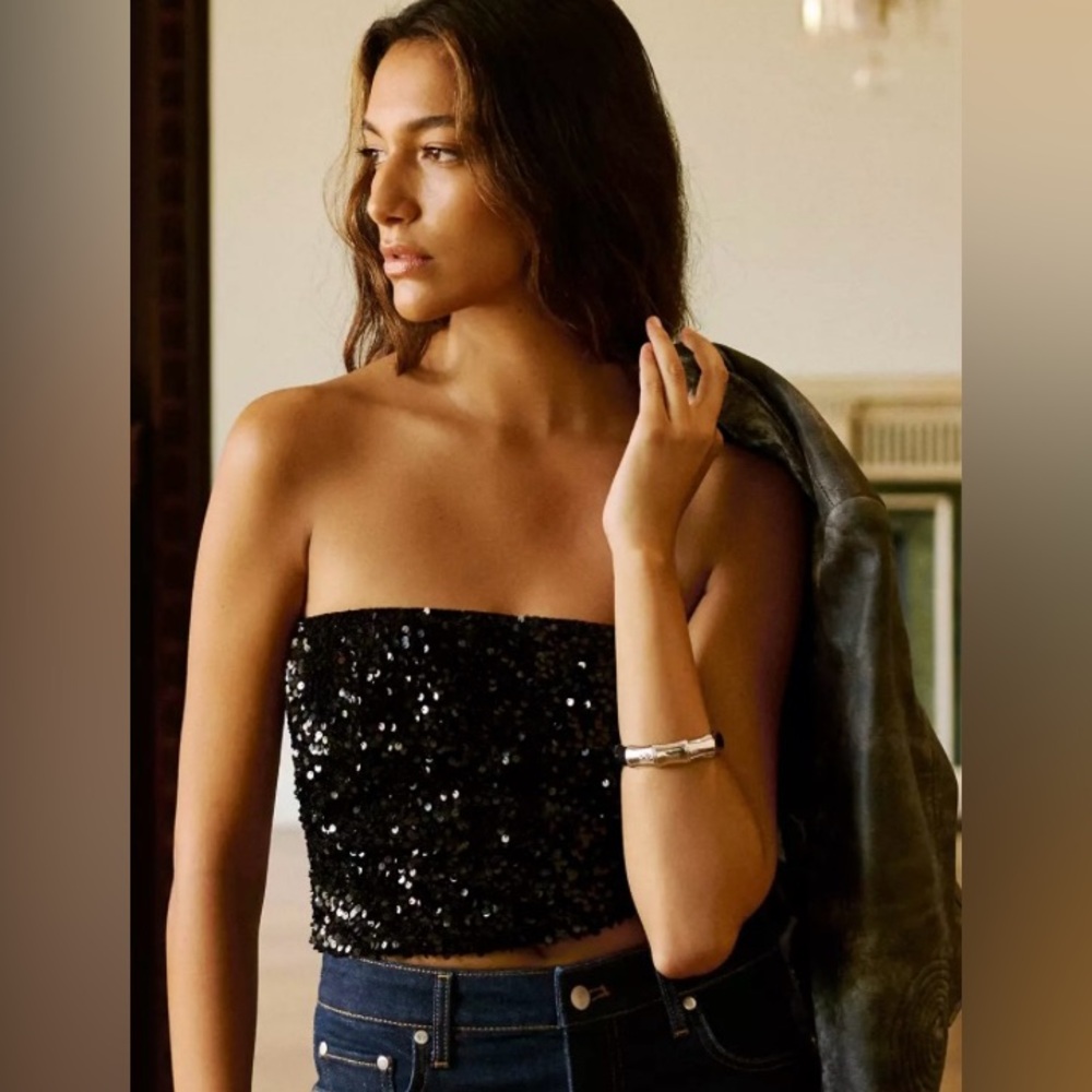 💕 Black Sequinned Tube Top